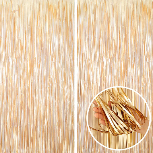 1-4M Rose Gold Metallic Foil Tinsel Fringe Curtain Birthday Party Decoration Wedding Photography Backdrop Curtains Photo Props