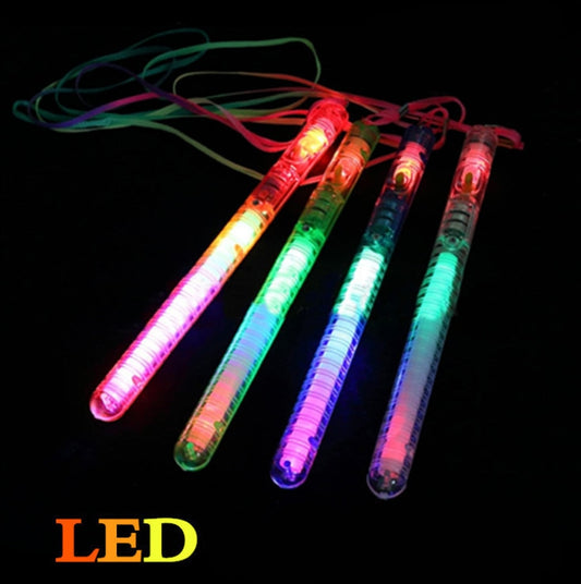 1PCS LED Luminous Colorful Glow Sticks Colorful Flashing Sticks With Rope Glowing Toys Concert Support Night Party Gadgets