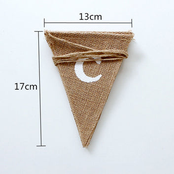 9pcs/set Candy Bar Heart Print Banner Hessian Pennant Triangle Burlap Banner Triangle Flags for Party Decoration 5BB5796