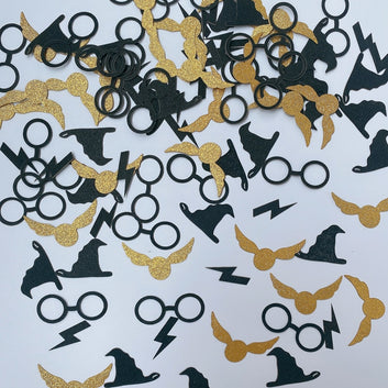 Magrise 100pcs Black Glasses Gold Wing Confetti Halloween Birthday Party Supplies Confetti Baby Shower Boy 1th Birthday Decor