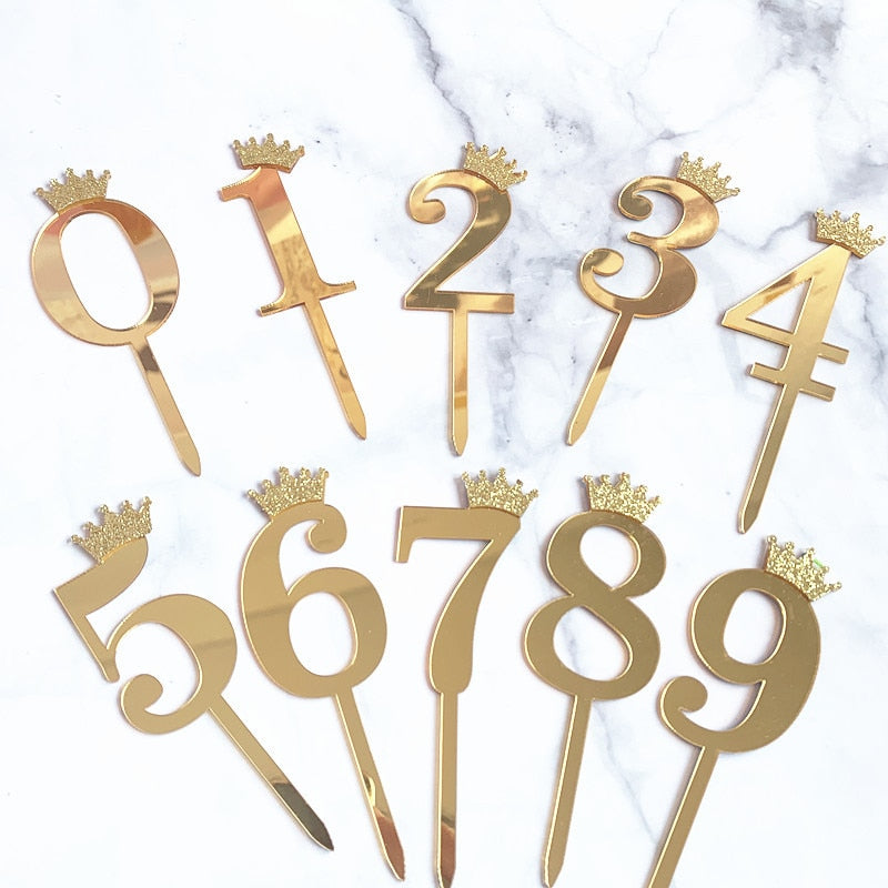 0-9 Number Cake Topper Birthday Anniversary Party Decoration Cupcake Toppers Flags kids Baby Shower 1 st Birthday Decoration