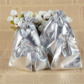 10Pcs/lot Gold/sliver Gift Bags Jewelry Bag Wedding Party Decor Drawable Bags Gift Pouches Jewelry Packaging with Candy Bags