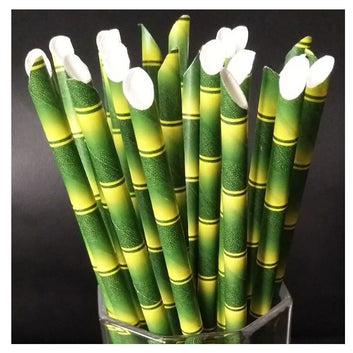 25Pcs Panda Bamboo Paper Straws Birthday Party Wedding Decoration Straw Disposable Paper Drinking Straw Baby Shower