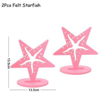 2Pcs Little Mermaid Theme Party Decorations DIY Felt Coral Table Ornament Under the Sea Girl Birthday Party Supplies Baby Shower