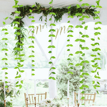Green Leaf Banner Wedding Garland Baby Shower Decor Dinosaur Party Jungle Party Tropic Theme Parti Banner Birthday Party Banner