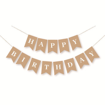 New Happy Birthday Decoration Birthday Party Bunting Garland Baby Shower Supplies Kraft Paper Banner Decoration Happy Birthday
