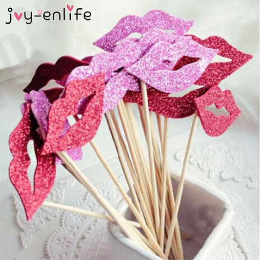 JOY-ENLIFE 10pcs Funny Lip Eva DIY Photo Booth Props Adult Bachelorette Party Hen Party Bridal Shower Wedding Party Decortation