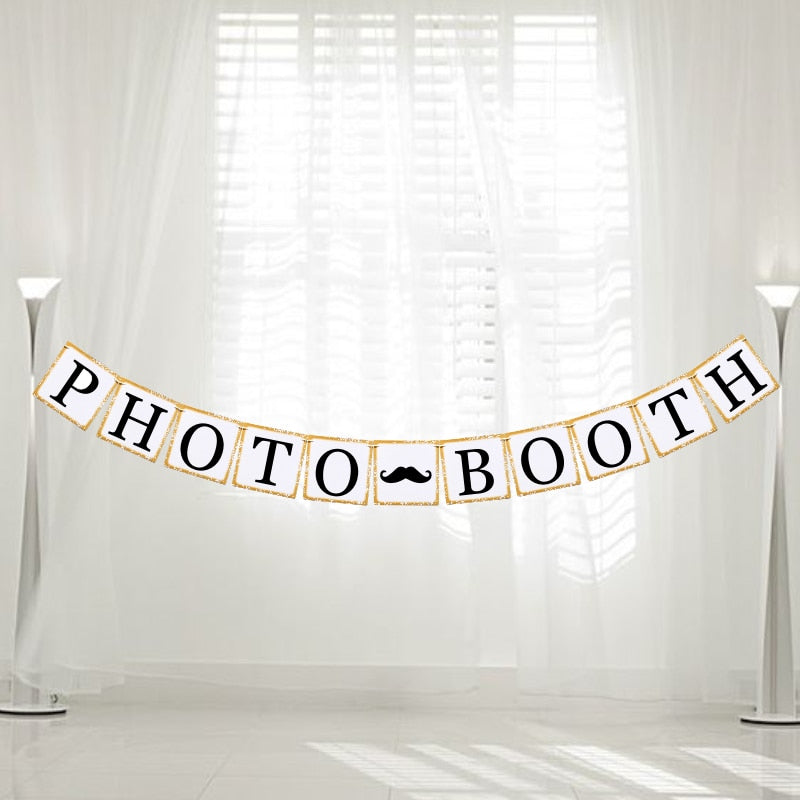 Letters "PHOTOBOOTH" Photo Booth Props Garland Hanging Banner Bunting Flag Romantic Wedding Party Decoration Supplies