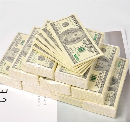 100$ Dollars Napkin US Dollar Bill Money Paper Towel Party Tricky Gift 9pc Disposable Napkins Wedding Party Birthday Decoration