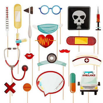 20pcs Medical Doctor Nurse Photo Booth Props Halloween Photobooth Party Decoration Accessories Wedding Birthday Graduation 30th