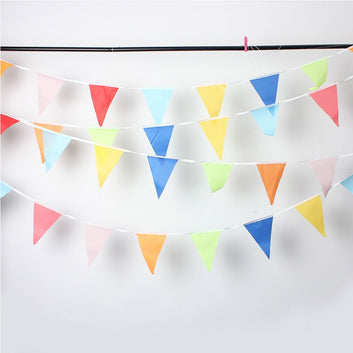 10M Colorful Fabric Celebrate Flag Hanging Banners Party Supplies Bunting Garland Happy Birthday Baby Shower Party Decor