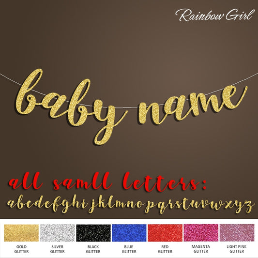 Baby with Personalized Name Banner,Boy or Girl Birthday Party Decor,Baby Shower Announcement Gold Glitter Decorations Supplies