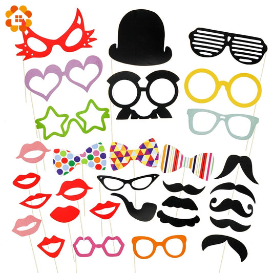 1SET Funny Mustache Red lips Photo Booth Props Wedding Party Decoration Photobooth Wedding Bridal Shower Event Supplies