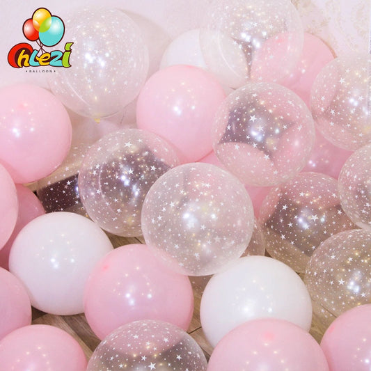 20pcs 12 inch Latex Balloon Set Star Clear Pink Gold Balloons Wedding Decoration Baby Shower Birthday Party Supplies Home Decor