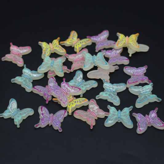 20*23mm 3D Luminous Acrylic Butterfly Self-Adhesive Sticker Child Gifts Wedding Party Decor DIY Handmade Luminous Props 10pcs