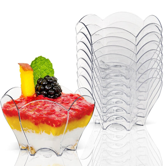 Promotion - 20/Pack, Home Party Disposable Plastic Tableware Supplies, 70*44mm/60ml Petal Dessert Cake Bowl