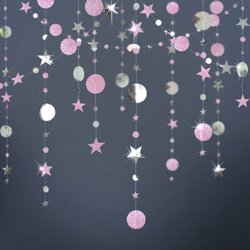 4M Paper Star Round Garland Banner Adult Birthday Party Decorations Kids Boy Girl Baby Shower Hanging Curtain DIY Wedding Decor