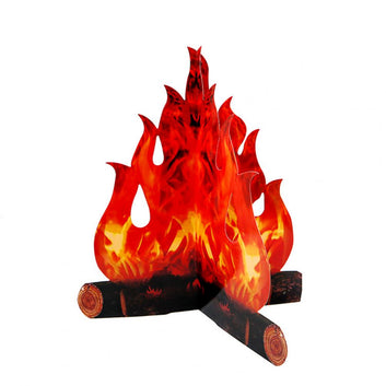 Novel Thicker Clear Print Campfire Barbecue Beach Vacation Flame Ornament for Party Simulation Flame 3D Flame Decor