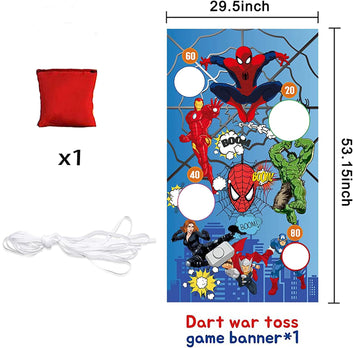 Superhero Bean Bag Toss Game-Throwing Carnival Game Banner The Avengers Party Supplies Decorations for Kid Adults Indoor Outdoor