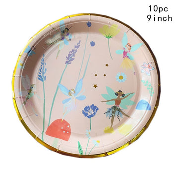 10Guests Fairy Disposabel Tableware Butterfly Goddess Plates Napkin Cups Spring Flower Princess Happy Birthday Party Decor Girl