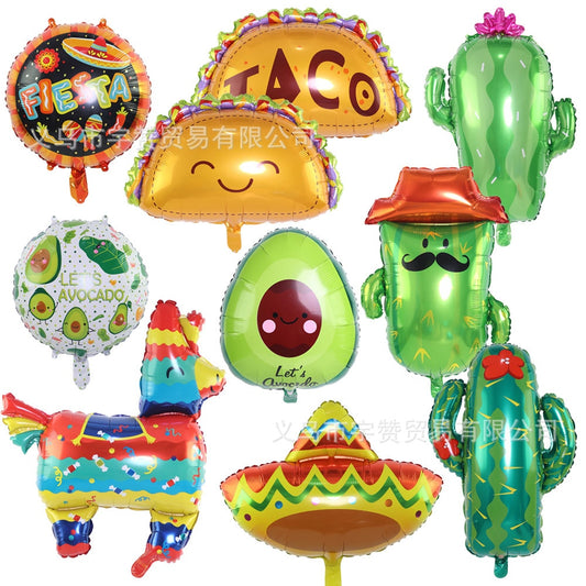 TACO Pancake Balloon Food Festival Party Avocado Pinata Cactus Mexican Aluminum Balloon