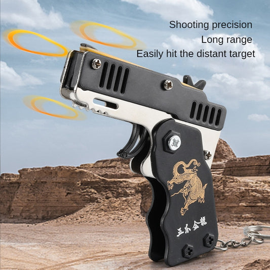 1PCS Keychain Gun 60 Rubber Bands Rubber Band Gun Shooting Pistol Alloy Kid Outdoor Party Metal Gun Gift Boyfriend Gift Funny