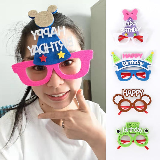 2022 Cartoon Birthday Party Glasses Happy Birthday Decoration Glasses Children's Day Funny Photo Props decoration anniversaire