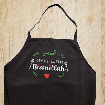 start with bismillah kitchen apron Eid Ramadan Mubarak Kareem gift happy Al Adha Muslim Islamic family dinner Party decoration