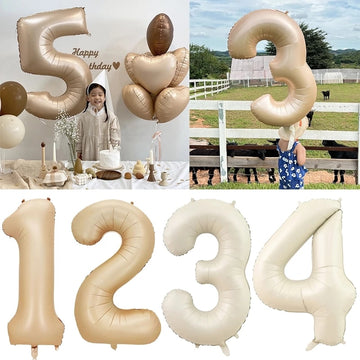 32/40Inch Cream Color Number Balloons 1-9 Large Digital Foil Helium Ball Girl Kids Adult Happy Birthday Party Decoration Wedding