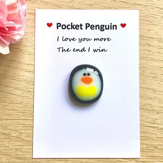 Creative Pocket Penguin with Greeting Card Kawaii Cartoon Glass Penguin Gift for Friend Teacher Christmas Wedding Party Favors