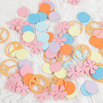 100pcs Smile Flower Paper Confetti Hippie Groovy Bohemian Party Supplies Baby Shower Throwing Kids Birthday Favors Table Scatter