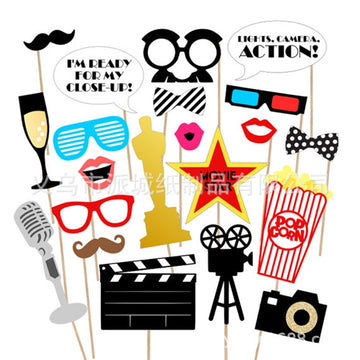 1 Set/33pcs Creative Photo Props Useful Oscar Movie Photo Props Exquisite Movie Party DIY Decoration for Photography