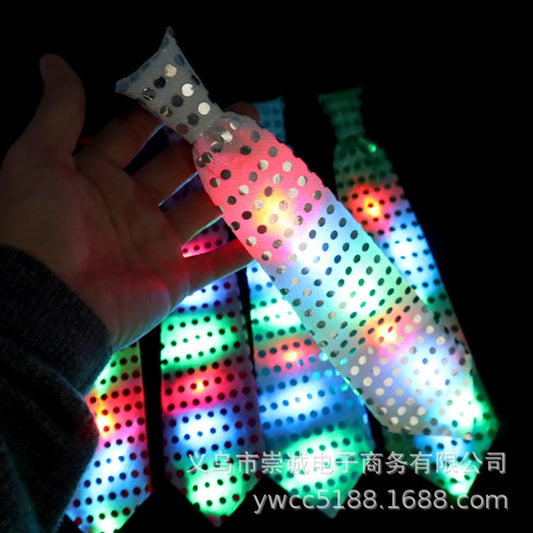 Glow Sequin Luminous Glow Tie Colorful Flash Glow Tie Happy Luminous Party Decoration Kid's Favor Dressing