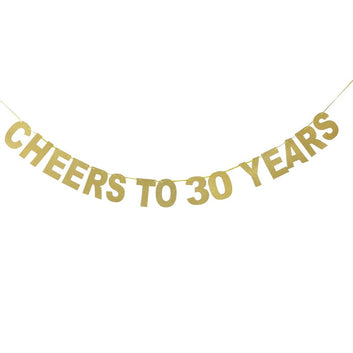 Anniversary Birthday Party Decoration Gold Glitter Party Banner Cheers To 10 20 30 40 50 60 70 80 90 100 Years Garland Bunting