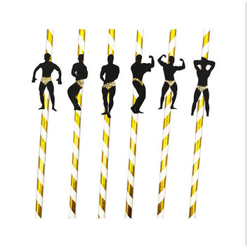 6Pcs Stripper Dancing Men Straws Bachelorette Party Decorations Straws Mexican Fiesta Party Drinking Favors Adult Party Supplies