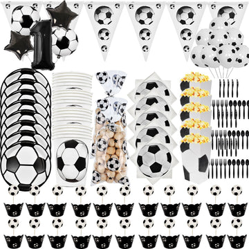 Football Theme Disposable Tableware Set  Sport Boy Birthday Party Baby Shower Cake Decor Supplies Soccer Pattern Cup Plate Straw