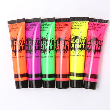 5-6Pcs Body Art Paint Halloween Cosplay Pigment Night Run UV Glow Painting Fluorescent Kids Face Paint Festival Party Rave Props