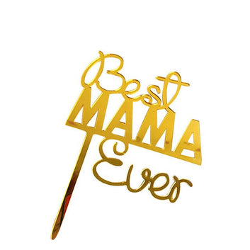 New Happy Mother's Day Cake Topper Acrylic Gold Best Mom Cake Topper for Mum Mommy Mother's Day Birthday Party Cake Decorations