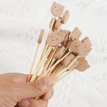 50Pcs Cute Bear Disposable Bamboo Buffet Food Picks Dessert Fruit Forks for Birthday Baby Shower Party Cake Sticks Decoration