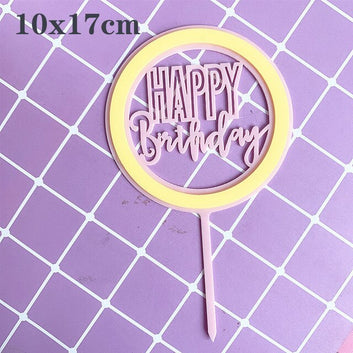 Double Layer Transparent Acrylic Happy Birthday Cake Topper Kids Birthday Party Supplies Baby Shower Decoration 6 colors