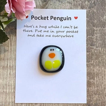 Creative Pocket Penguin with Greeting Card Kawaii Cartoon Glass Penguin Gift for Friend Teacher Christmas Wedding Party Favors