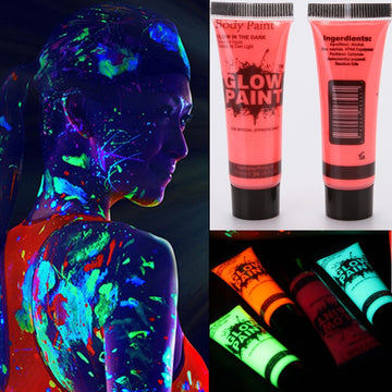 5-6Pcs Body Art Paint Halloween Cosplay Pigment Night Run UV Glow Painting Fluorescent Kids Face Paint Festival Party Rave Props