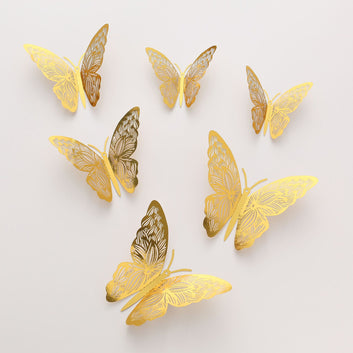 12PCS Butterfly Cake Decor Happy Birthday Cake Toppers Wedding Party Decor Kids Butterfly Cupcake DIY Tools Home Wall Stickers