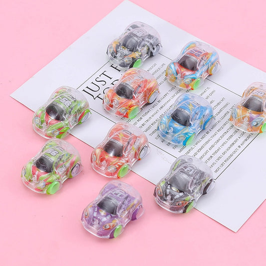 15Pcs Cartoon Transparent Pull Back Car Toy Kids Party Favors Birthday Party Small Gift Giveaway Pinata Fillers Classroom Prizes