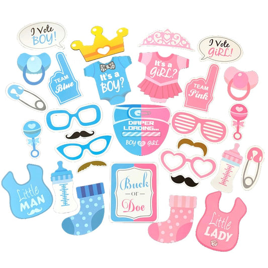 Baby Photo Booth Props Gender Reveal Party Boy or Girl Photo Booth Props Frame Boy or Girl Shower Birthday Party Supplies Decors