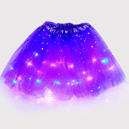 LED Glowing Light Flower Princess Tutu Skirts Fairy Costume For Girl Light Up Skirt Glow Headband Wedding Party Costume Cosplay