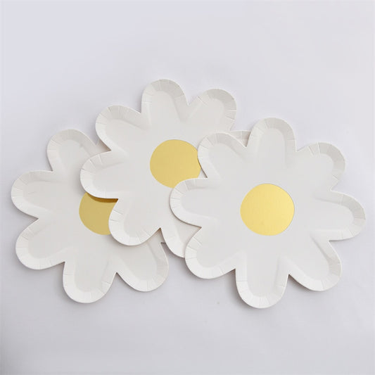 Daisy Picnic Paper Plate Small Flower Pull Flag Children's Birthday Party Hat Wedding Decoration Cake Plate Smiley Face Balloon