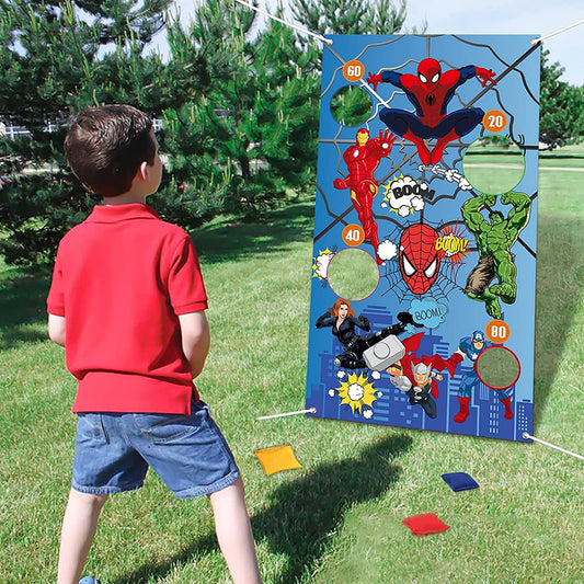 Superhero Bean Bag Toss Game-Throwing Carnival Game Banner The Avengers Party Supplies Decorations for Kid Adults Indoor Outdoor