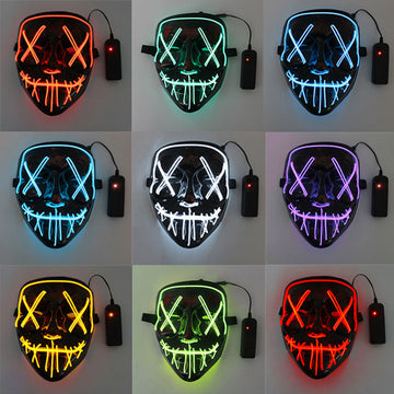 Halloween Neon Mask Led Mask Masque Masquerade Party Masks Light Glow In The Dark Funny Masks Cosplay Costume Glow In The Dark