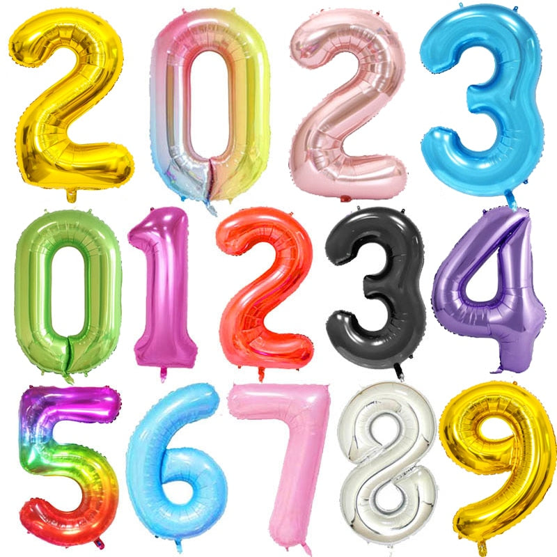 40Inch Big Foil Birthday Balloons Helium Number Balloon 0-9 Happy Birthday Baby Shower Wedding Party Decorations